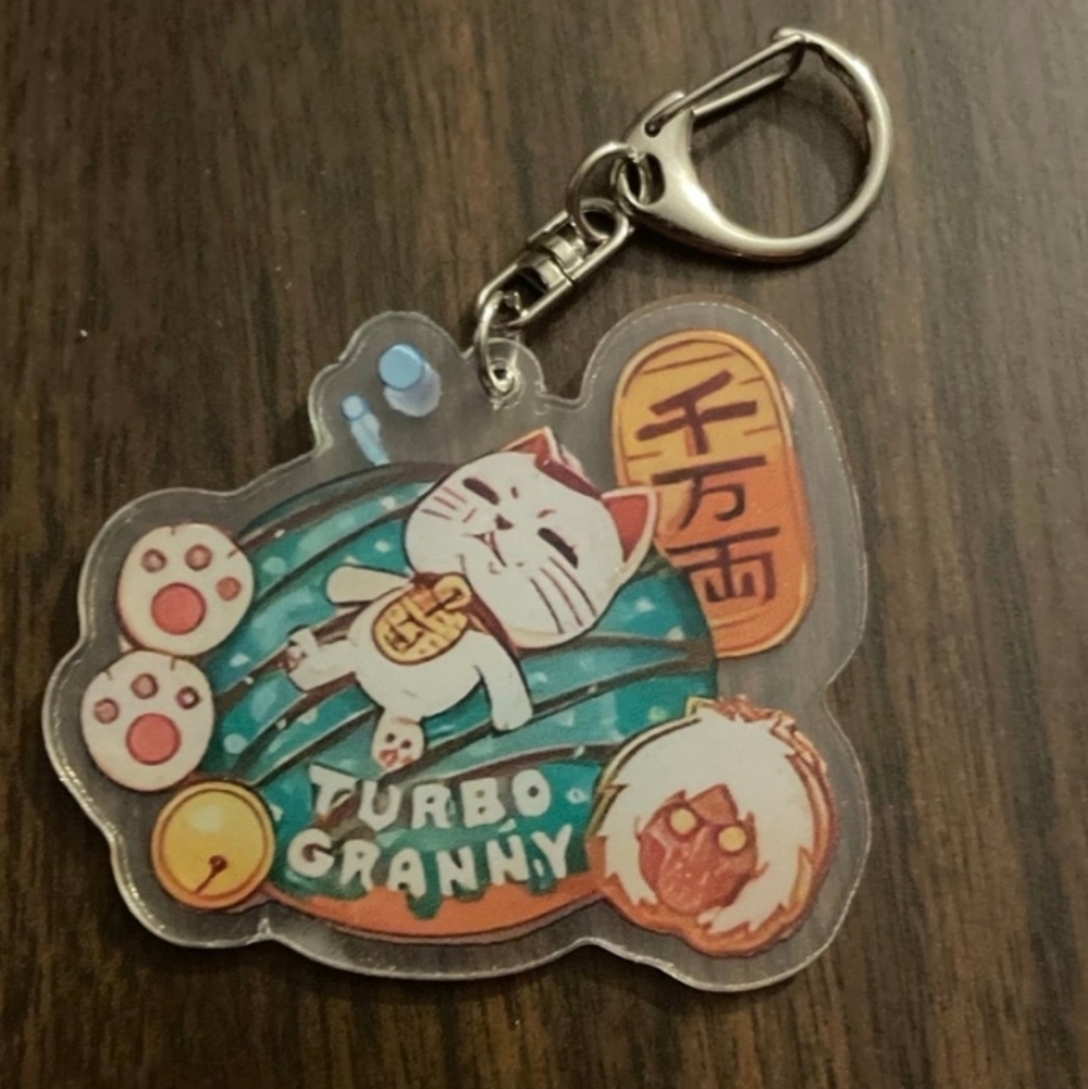 Turbo Granny Cat Keychain Dandadan Anime Manga Lucky cat